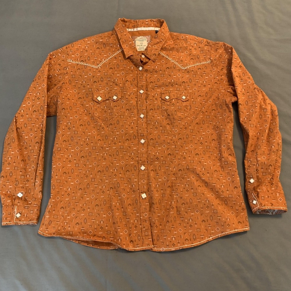 Panhandle Rough Stock‎ Shirt Woman's 2XL  Western Pearl Snap Aztec Long Sleeve